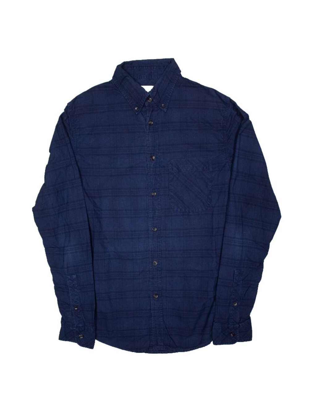 Wings+Horns Shirt Canada Tech Cotton Long Sleeve Plaid Blue Button Down Small